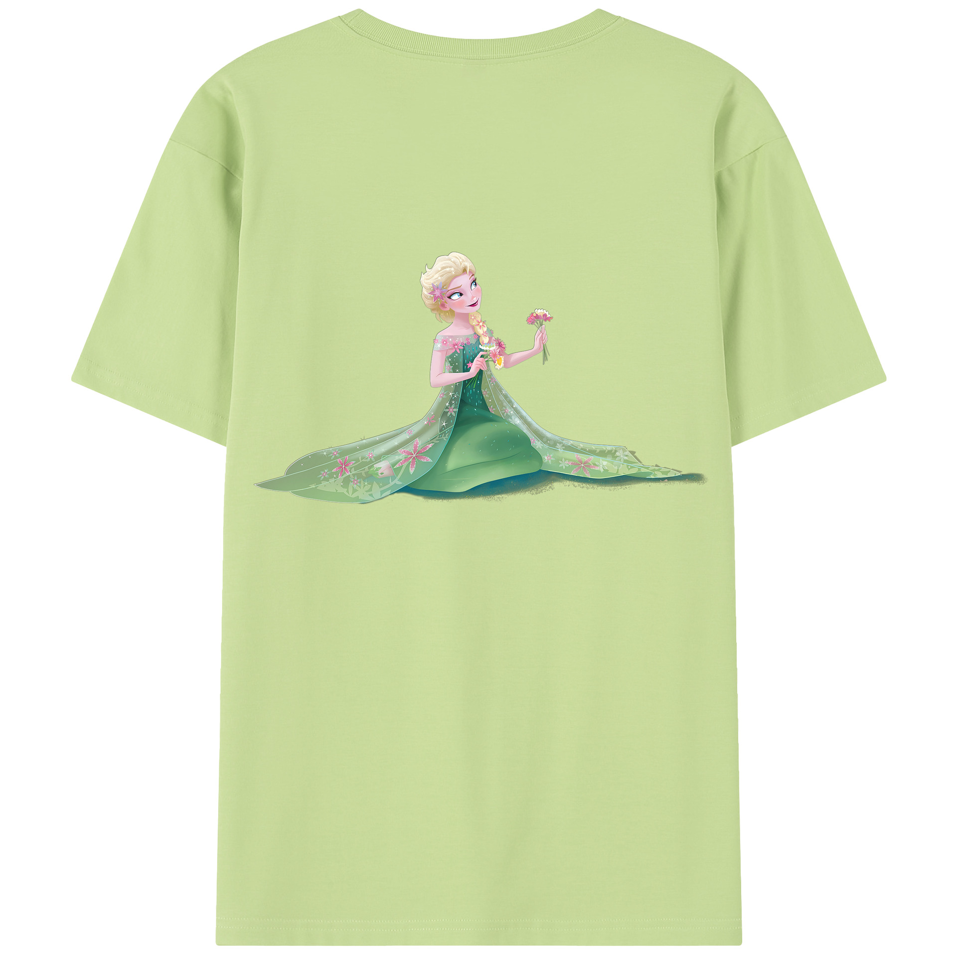 （画像用） アナと雪の女王 アンナ エルサ Frozen Anna Elsa 綿100％半袖Tシャツ（背面プリント）